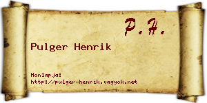 Pulger Henrik névjegykártya